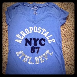 New Blue V-neck Areo tee